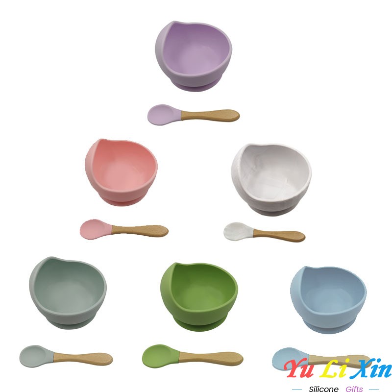 Anti Slip Silicone Suction Baby Bowl Baby Spoon