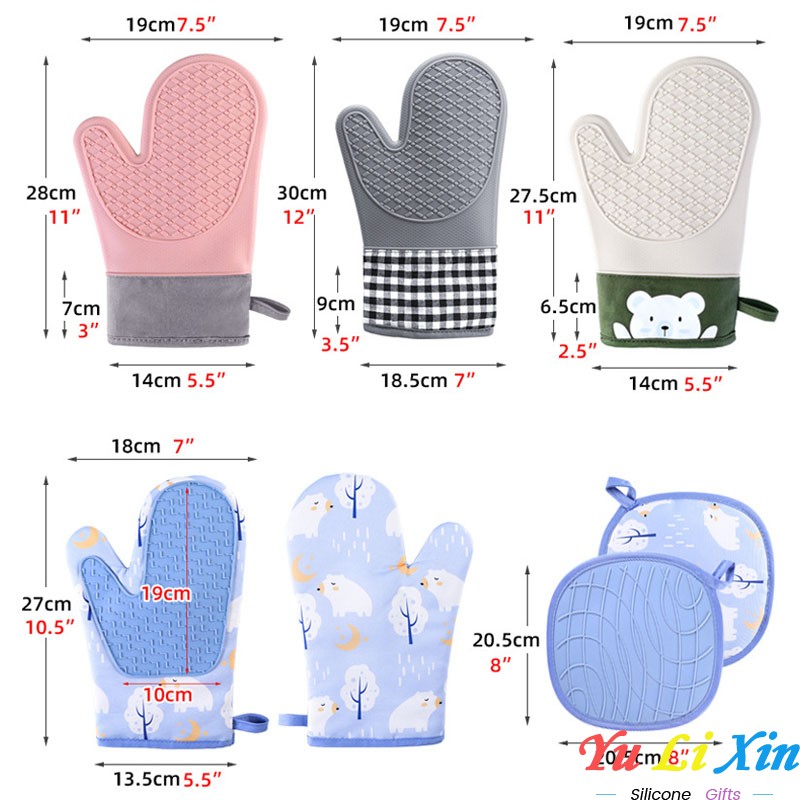 Fashion Color Long Short Kitchen Silicone Oven Gloves