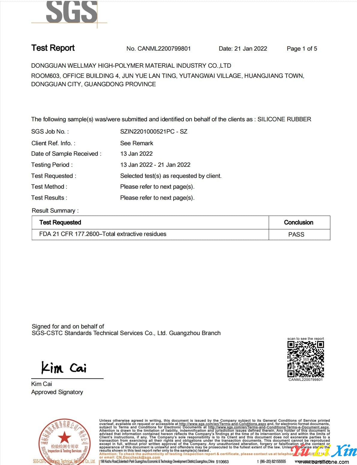 Food Grade Certification For Our Products