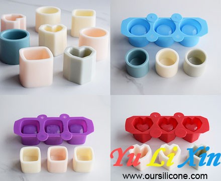 3 Cavity Silicone Concrete Flower Pot Molds Ice Cube Cup Mold