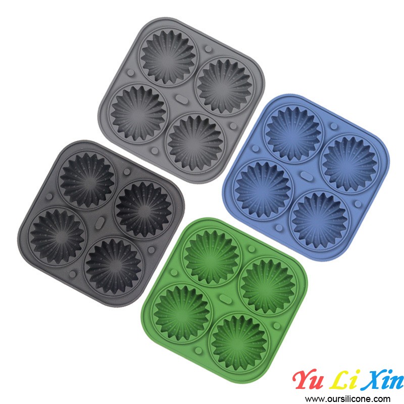 Molds 4 Cavity Silicone Ice Cube Tray With Cover