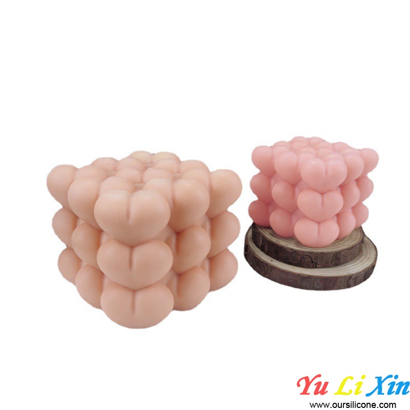 Heart Rubik Designed Silicone Molds for Candles